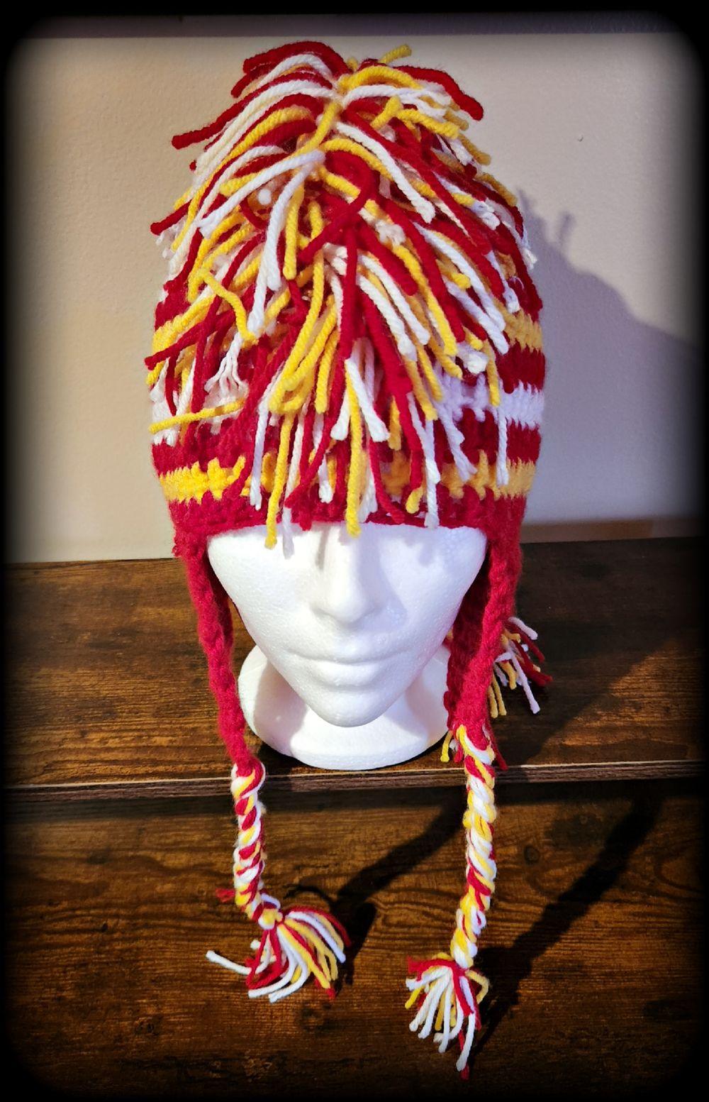 KC Sports Inspired Fringed Mohawk Flap Eared Beanie